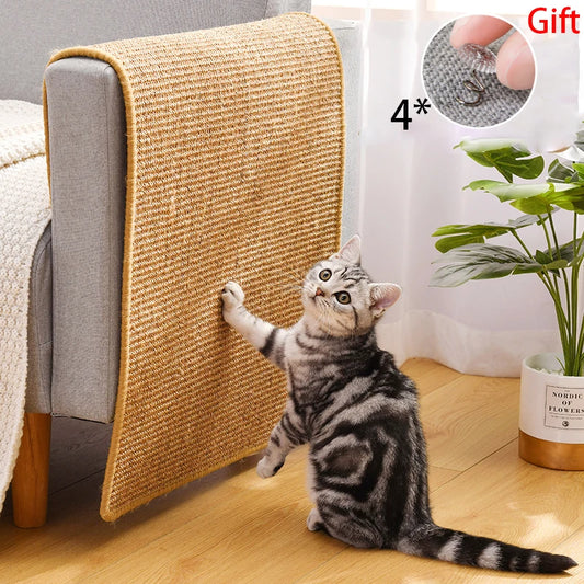 Tapis en sisal pour gratter les chats, planche à gratter pour aiguiser les griffes, arbre à chat, jouets pour chats, protections de chaises, tables, canapés, meubles.